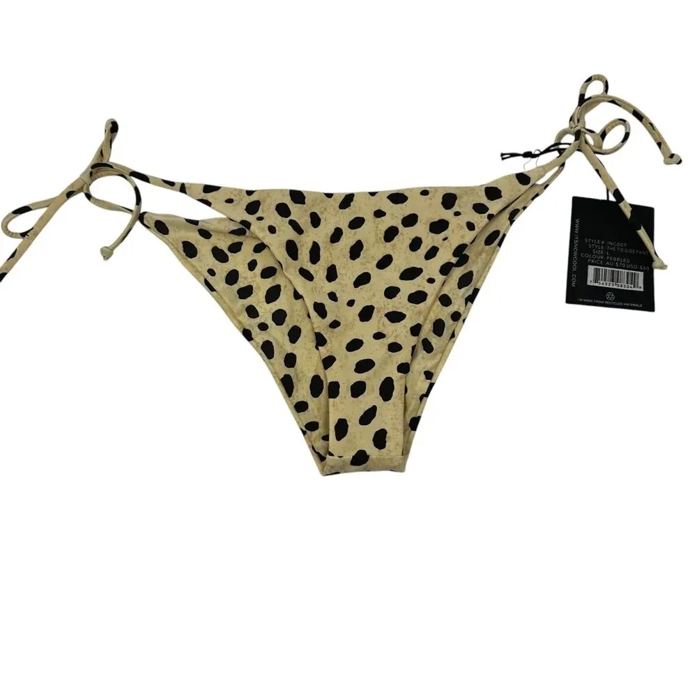 It's‎ Now Cool Beige Black Pebbles The Tie Side Pant Bathing Suit Bottom Size L